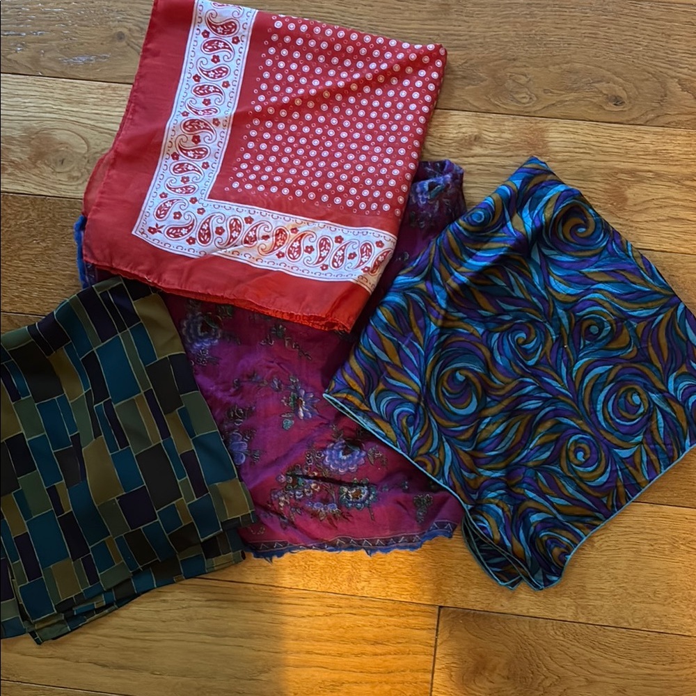 Vintage Multicolor Patterned Scarves Set - image 1